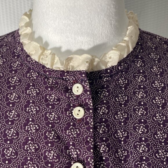 Vintage Eber Victorian Button-up Blouse Top Prairie Floral Fitted Puff Sleeve - Picture 3 of 8